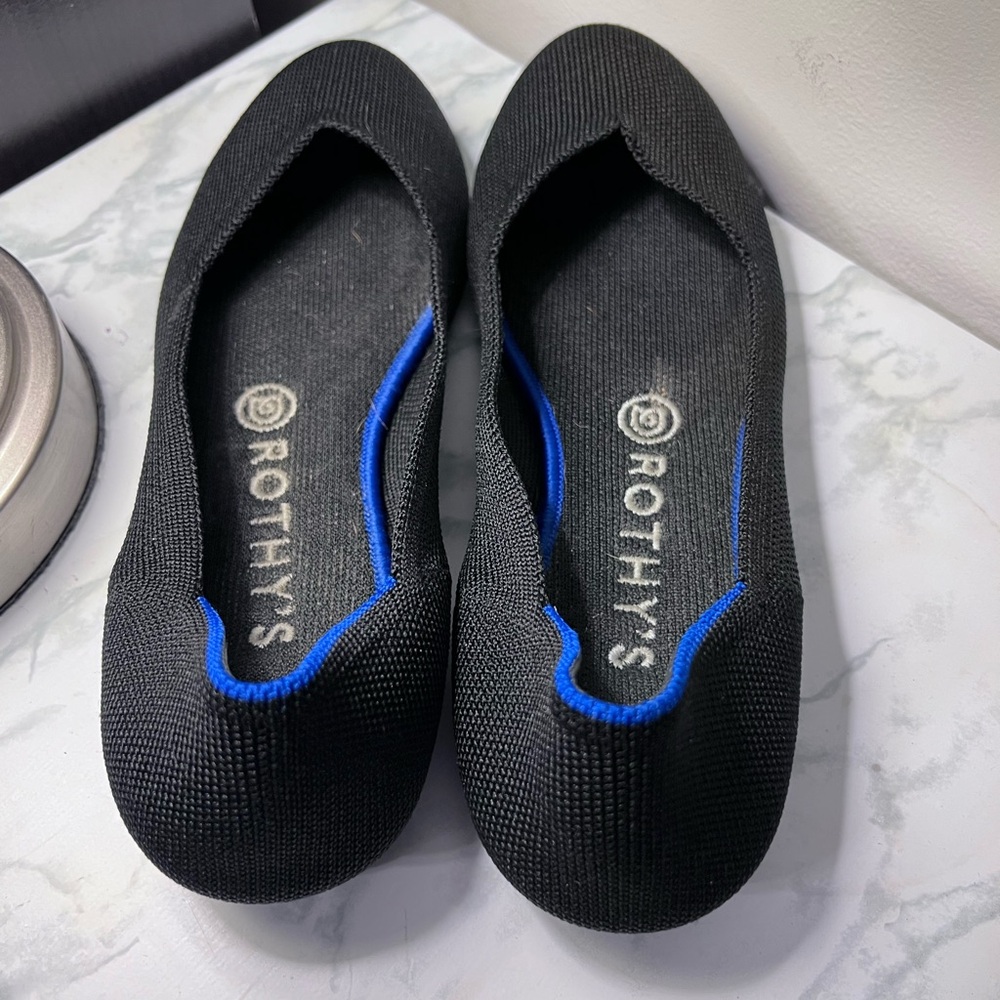 Rothy’s The Flat Black Solid Round Toe Knit Shoes